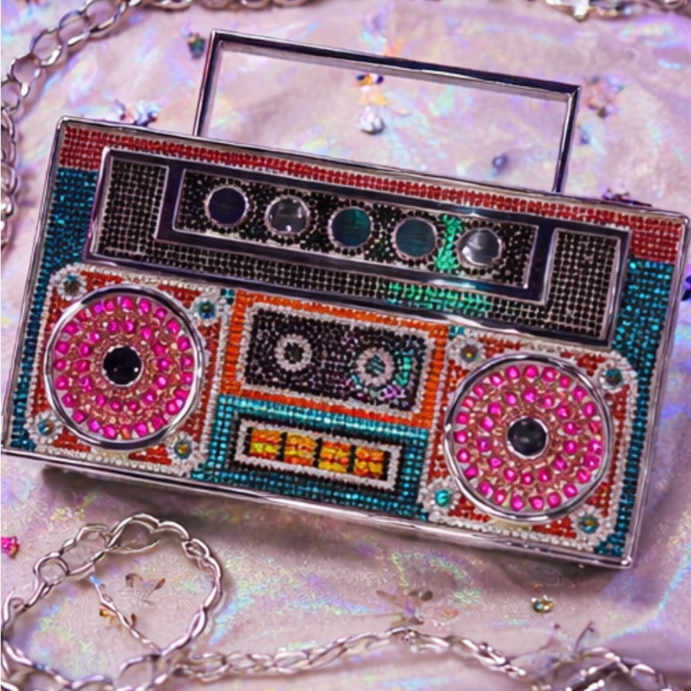 SOLD Boombox Clutch Purse Y2K Festival Vegas Bachelorette Statement Colorful Bag - Picture 5 of 8